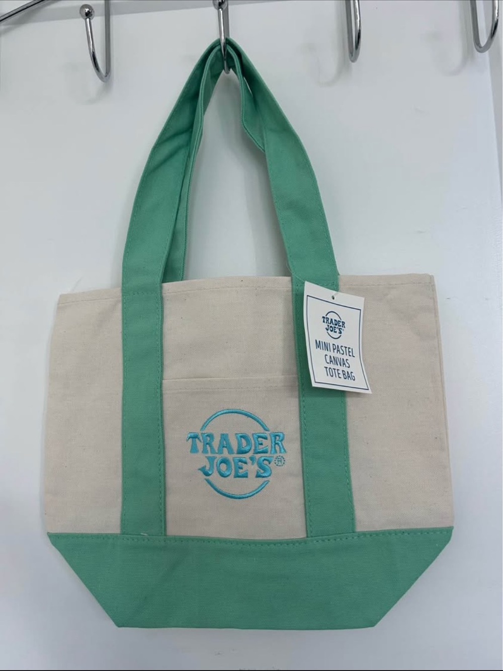Trader Joe’s Mini Pastel Canvas Tote Bag - Mint (Purolator $6.99 shipping!)